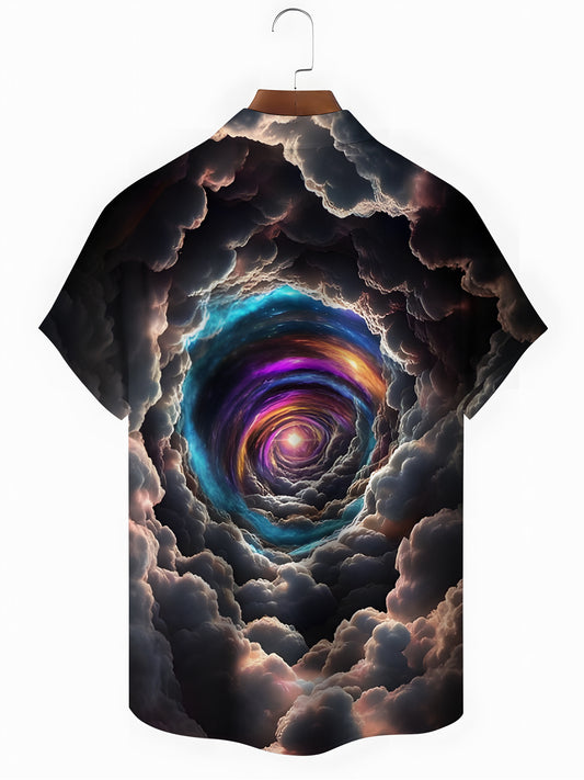 Abstract Swirl Print Men's Pocket Short Sleeve Shirts