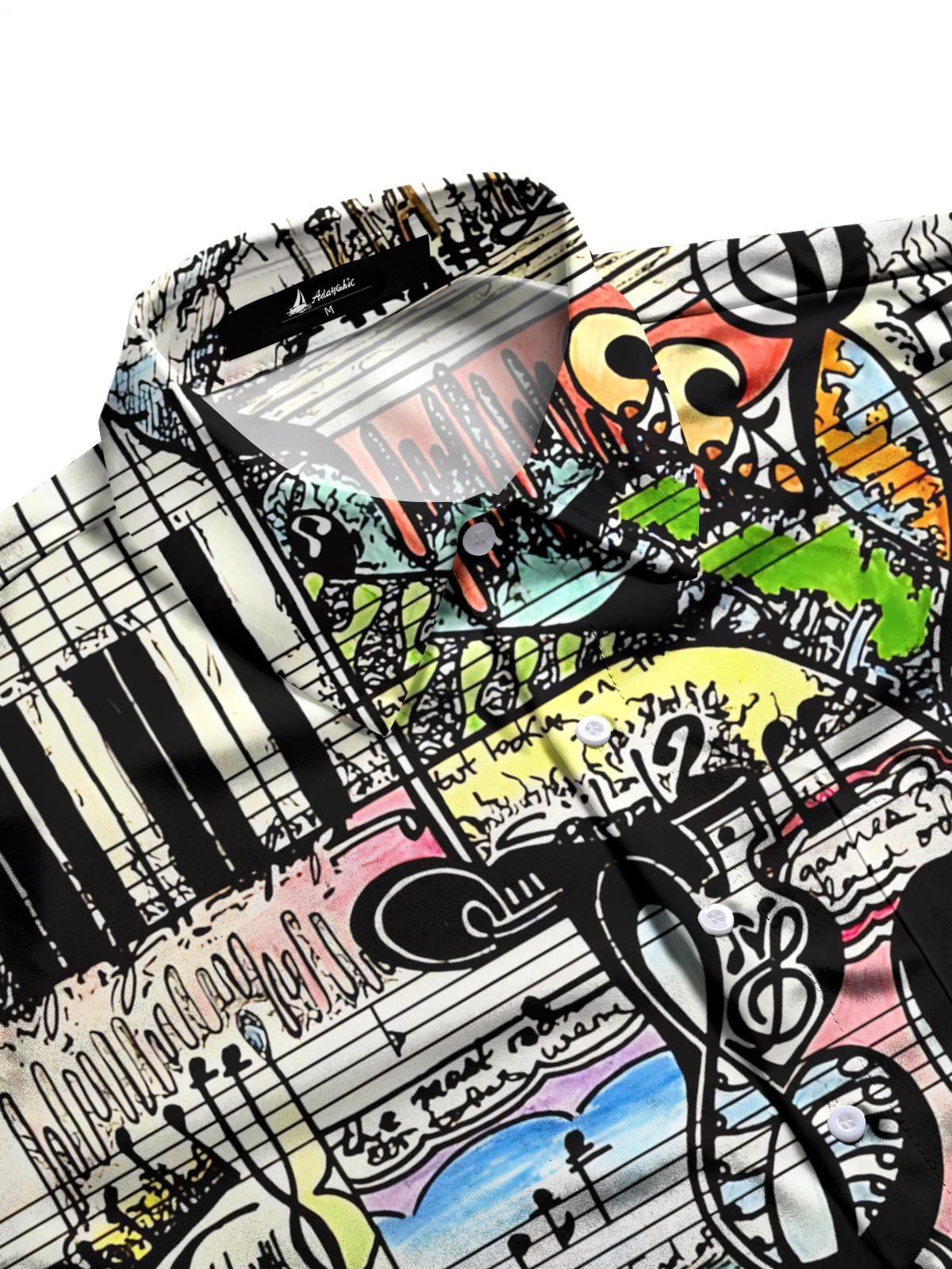 Music Art Print Men's Pocket Short Sleeve Shirts