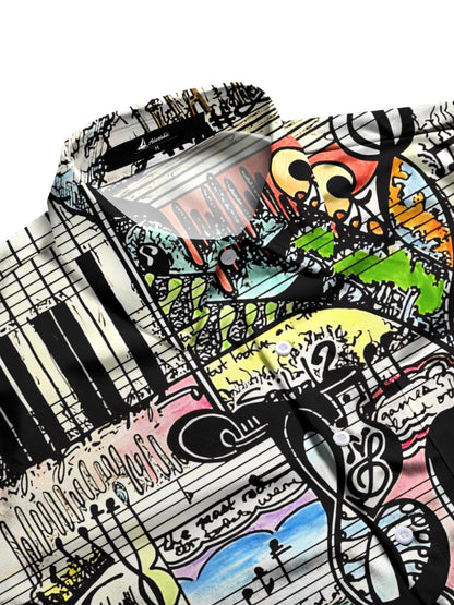 Music Art Print Men's Pocket Short Sleeve Shirts