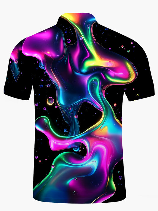 Abstract Men's Short Sleeve Button Polo Shirt