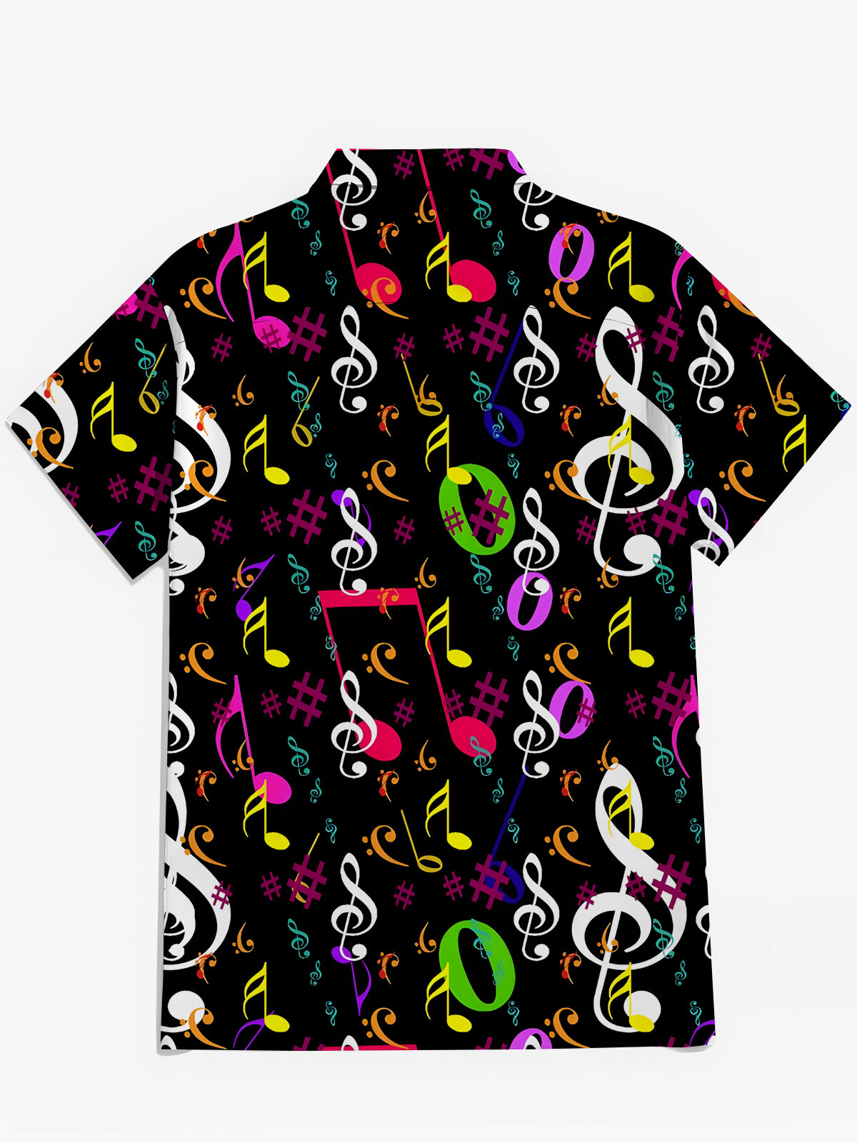 Musical Note Print Men's Pocket Short Sleeve Shirts