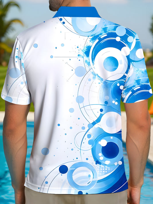 Geometry Men's Short Sleeve Button Polo Shirt