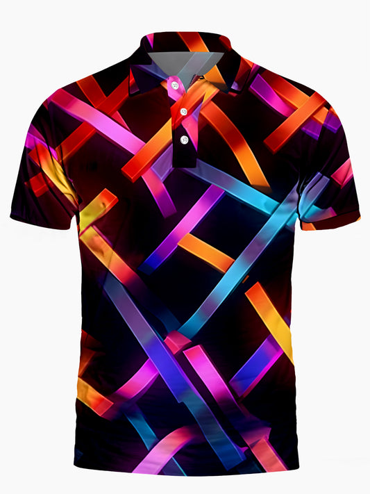 Geometry Men's Short Sleeve Button Polo Shirt
