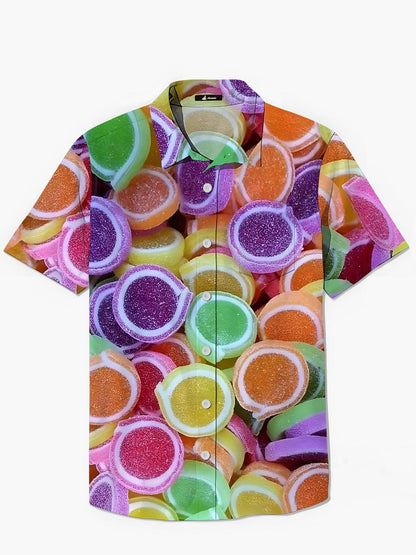 Candy Print Men's Pocket Short Sleeve Shirts