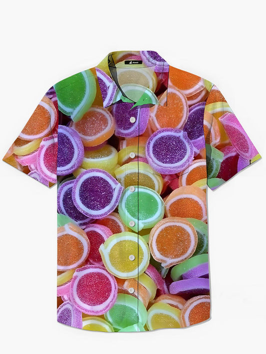 Candy Print Men's Pocket Short Sleeve Shirts