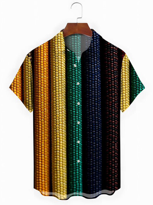 Corn Print Men's Pocket Short Sleeve Shirts
