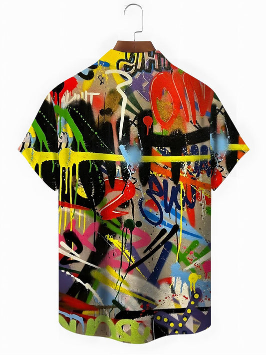 Art Print Men's Pocket Short Sleeve Shirts