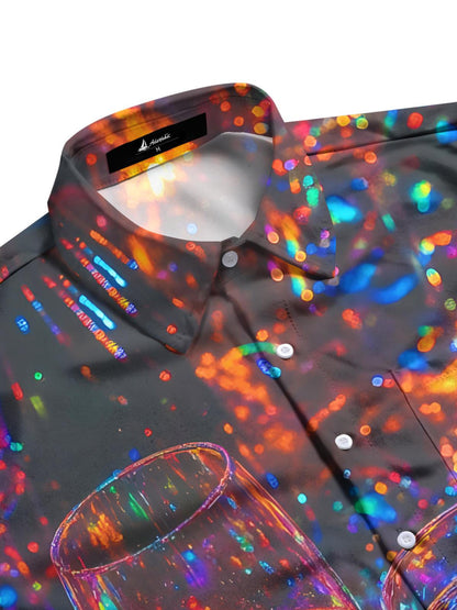 Cup Print Men's Pocket Short Sleeve Shirts
