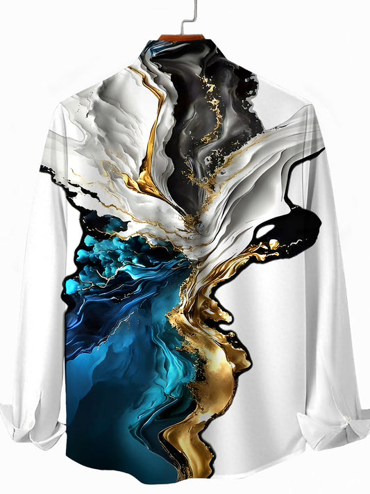 Abstract Men's Pocket Long Sleeve Shirts