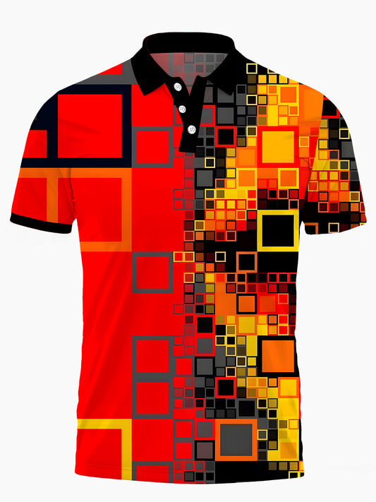 Geometry Men's Short Sleeve Button Polo Shirt