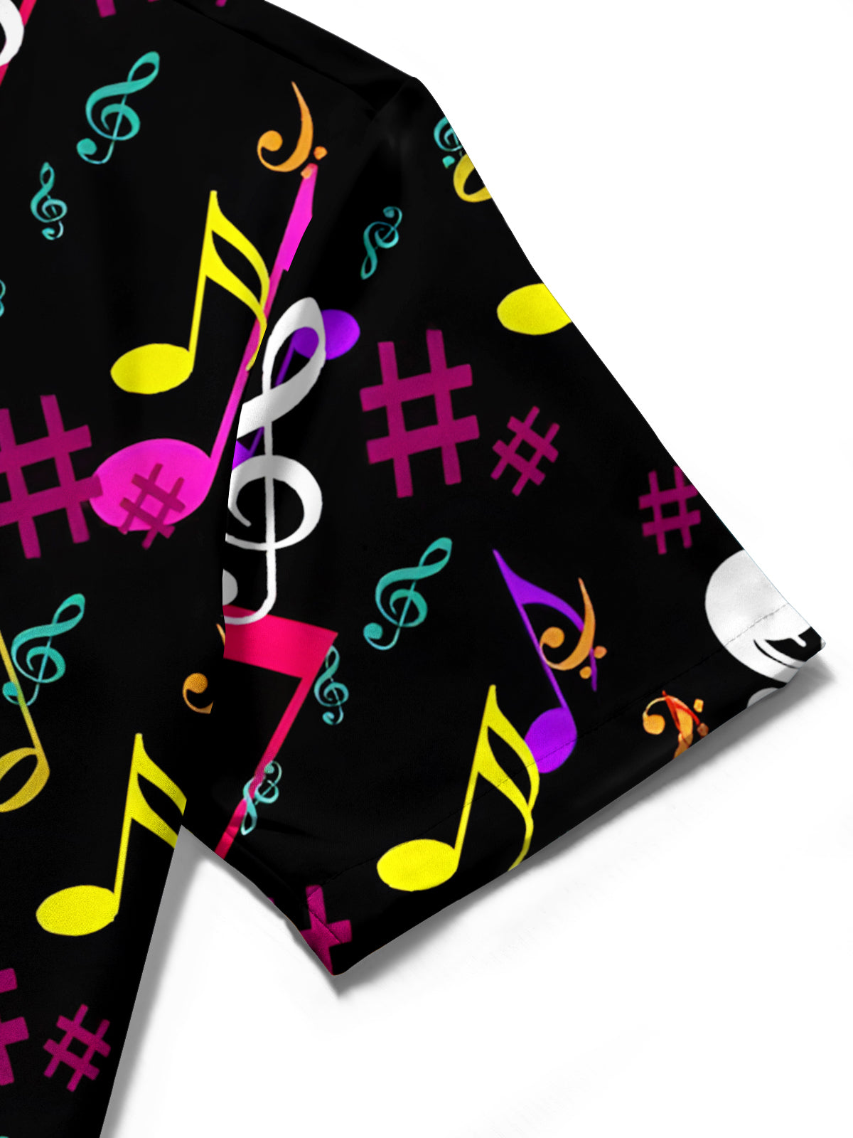 Musical Note Print Men's Pocket Short Sleeve Shirts