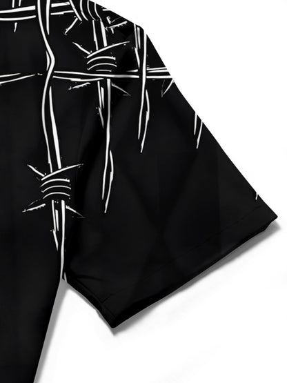 Wire Print Men's Pocket Short Sleeve Shirts