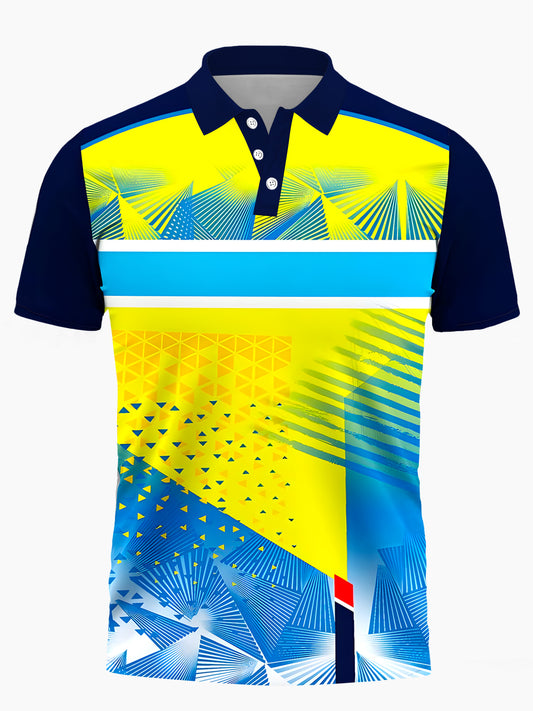 Geometry Men's Short Sleeve Button Polo Shirt