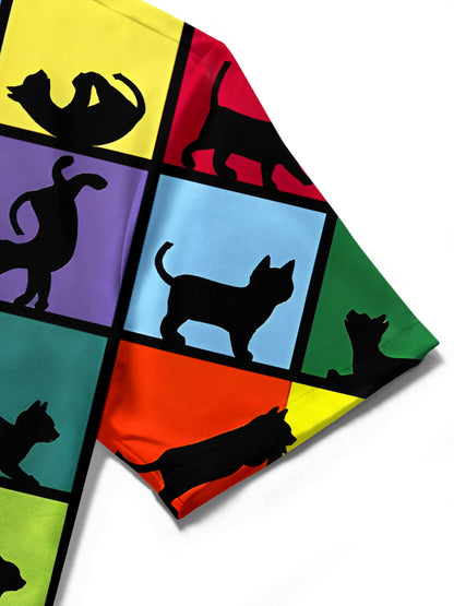 Cat Dog Men's Pocket Short Sleeve Shirts