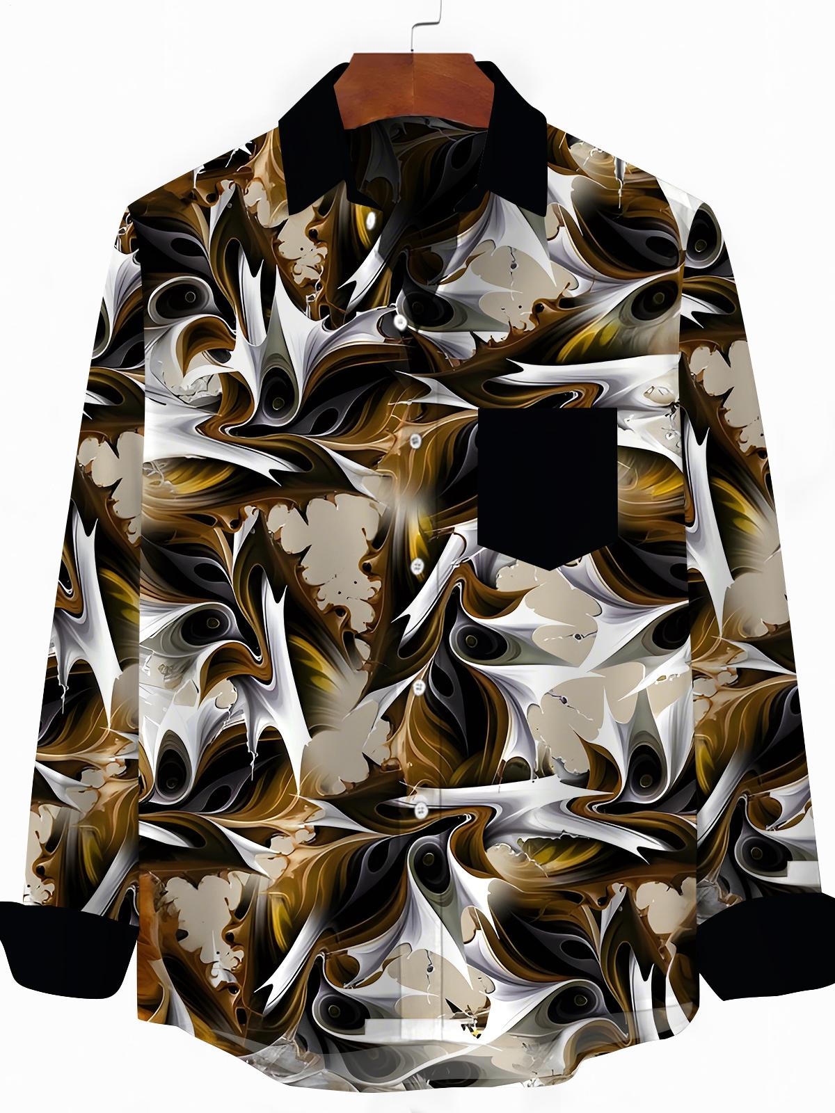 Abstract Men's Pocket Long Sleeve Shirts