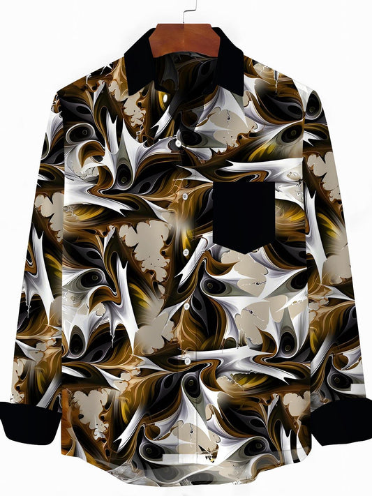 Abstract Men's Pocket Long Sleeve Shirts