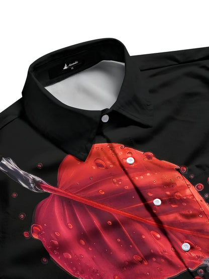 Leaf Print Men's Pocket Short Sleeve Shirts