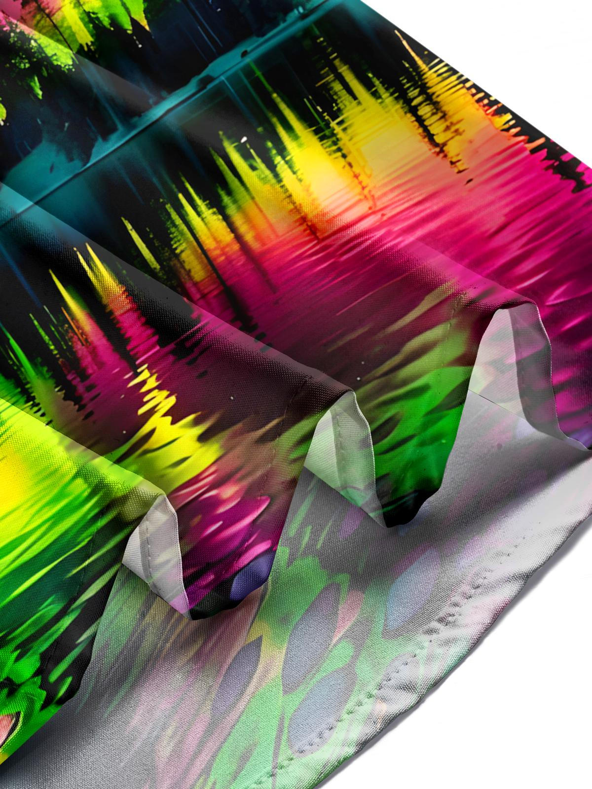 Landscape Print Men's Pocket Short Sleeve Shirts