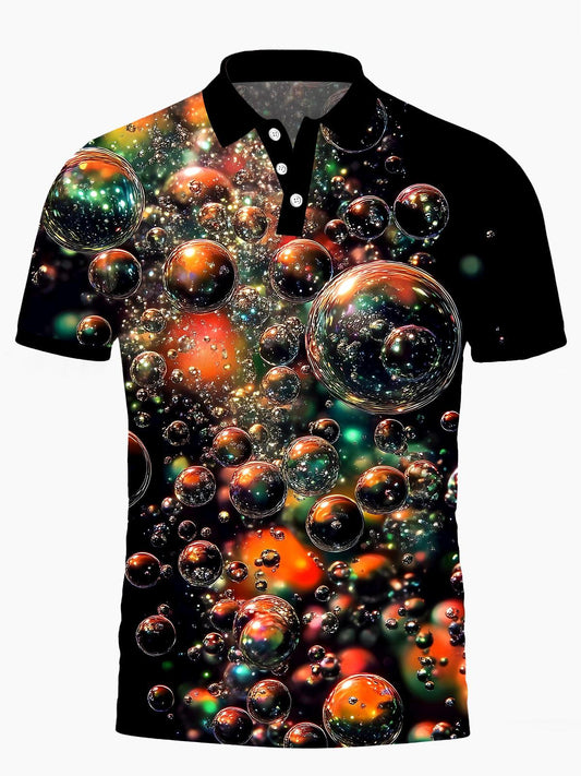Bubble Men's Short Sleeve Button Polo Shirt