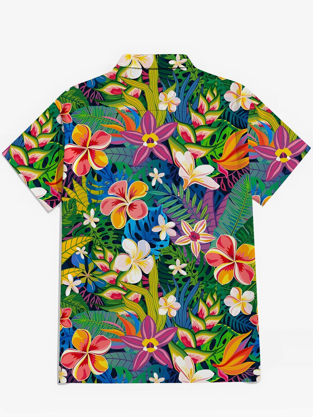 Hawaiian Floral Print Men's Pocket Short Sleeve Shirts