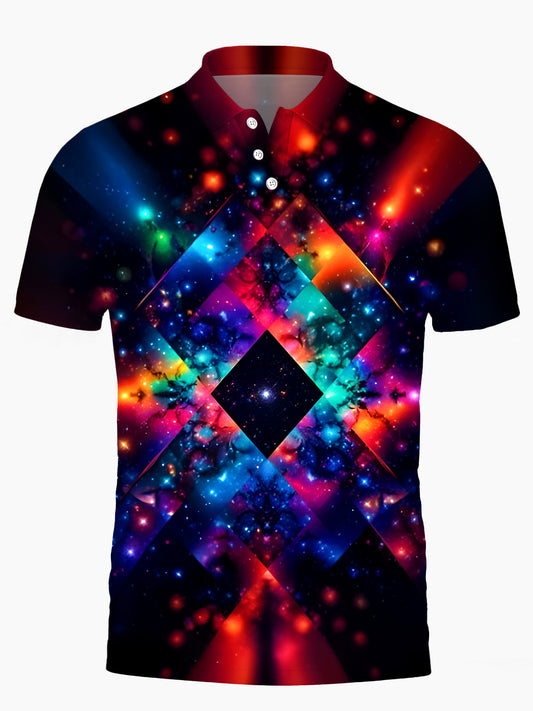 Geometry Men's Short Sleeve Button Polo Shirt