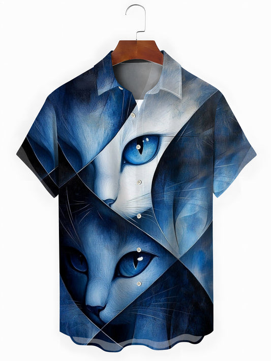 Cat Men's Pocket Short Sleeve Shirts