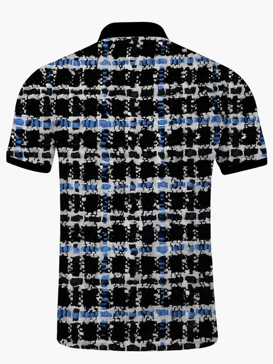 Geometric Print Men's Short Sleeve Button Polo Shirt