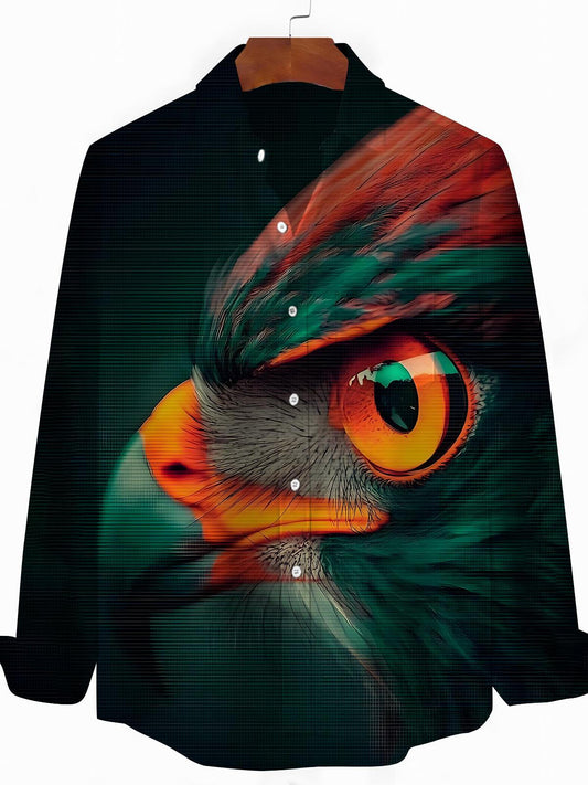Eagle Print Men's Pocket Long Sleeve Shirts
