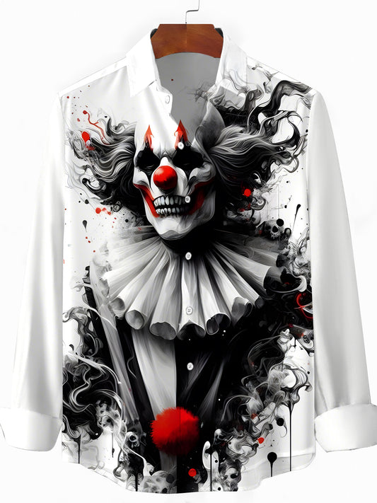 Clown Print Men's Pocket Long Sleeve Shirts