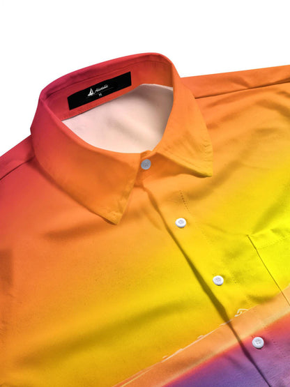 Sea Sunset Men's Pocket Short Sleeve Shirts