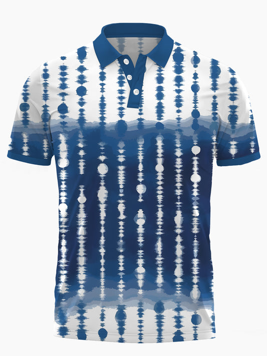 Gradient Print Men's Short Sleeve Button Polo Shirt