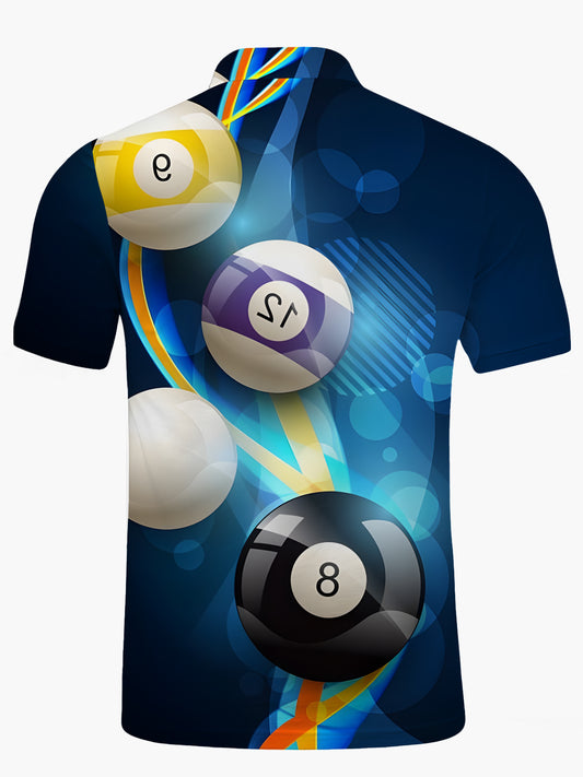 Table Tennis Print Men's Short Sleeve Button Polo Shirt