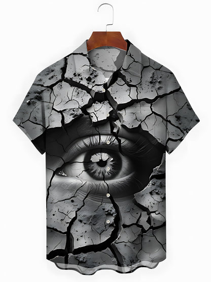 Eye Print Men's Pocket Short Sleeve Shirts