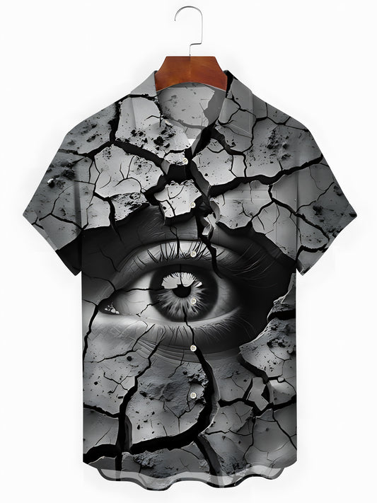 Eye Print Men's Pocket Short Sleeve Shirts