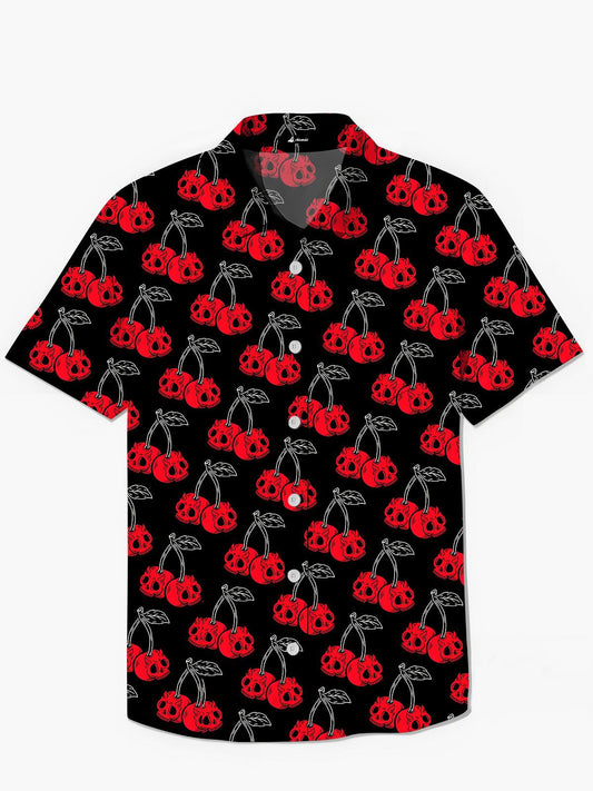 Cherry Skull Men's Pocket Short Sleeve Shirts