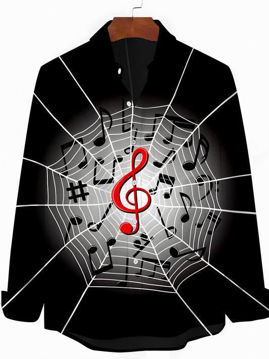 Musical Note Men's Pocket Long Sleeve Shirts