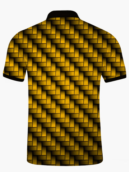 Geometric Print Men's Short Sleeve Button Polo Shirt