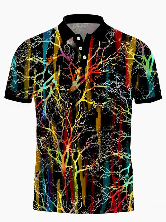 Tree Men's Short Sleeve Button Polo Shirt
