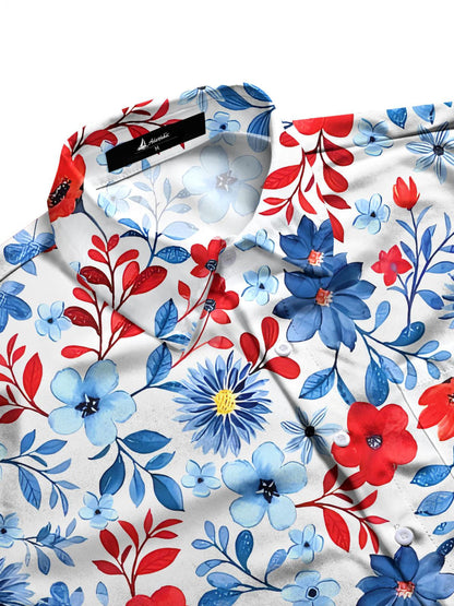 Hawaiian Floral Men's Pocket Short Sleeve Shirts
