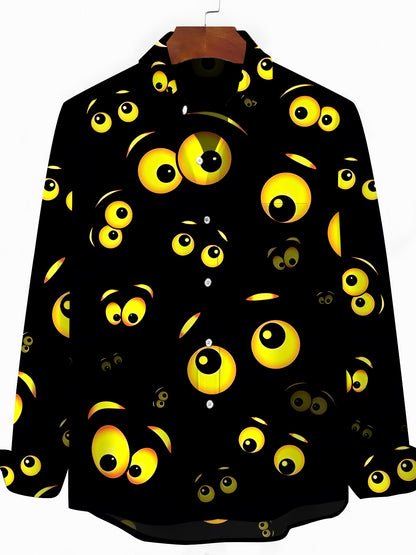 Funny Eyes Men's Pocket Long Sleeve Shirts