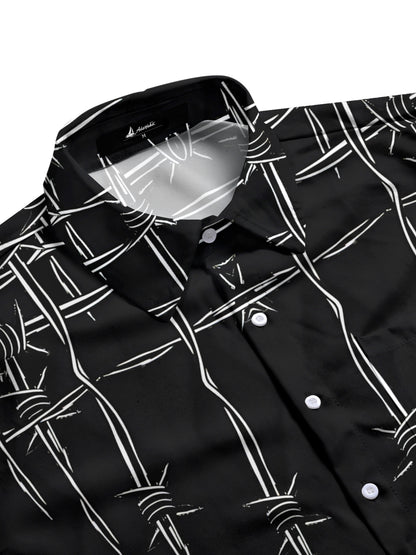Wire Print Men's Pocket Short Sleeve Shirts