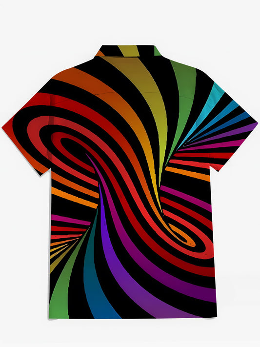 Abstract Geometric Print Men's Pocket Short Sleeve Shirts