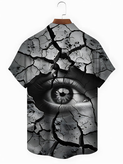 Eye Print Men's Pocket Short Sleeve Shirts