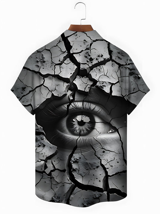Eye Print Men's Pocket Short Sleeve Shirts