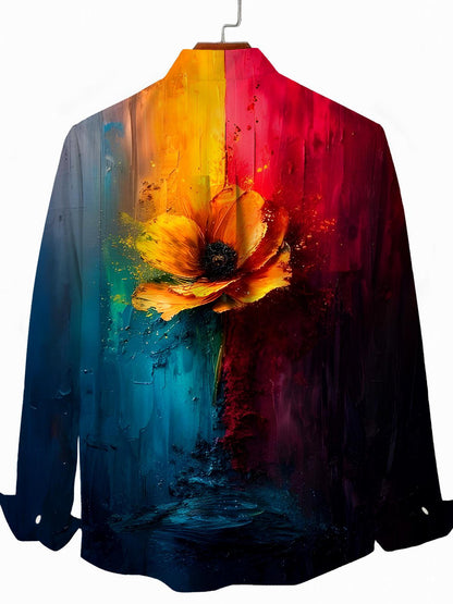 Floral Men's Pocket Long Sleeve Shirts