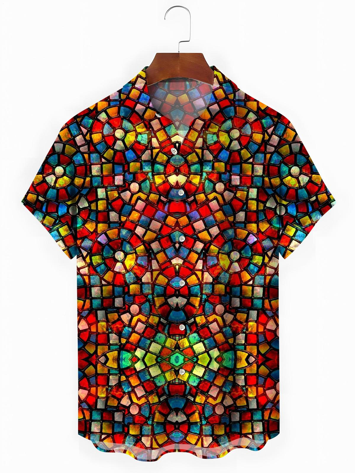 Geometry Men's Pocket Short Sleeve Shirts