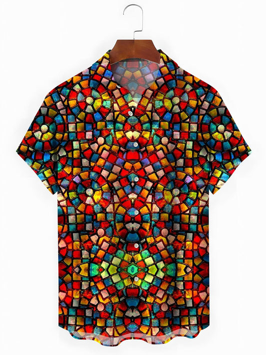 Geometry Men's Pocket Short Sleeve Shirts