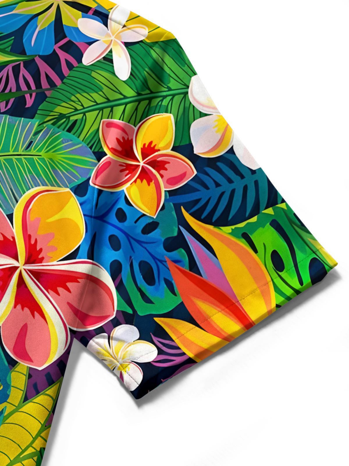 Hawaiian Floral Print Men's Pocket Short Sleeve Shirts