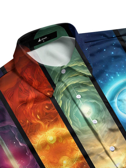Landscape Print Men's Pocket Short Sleeve Shirts