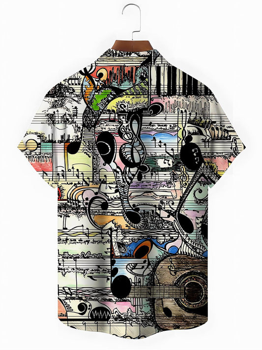 Music Art Print Men's Pocket Short Sleeve Shirts